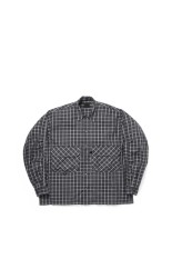 TECH SPORTS OPEN COLLAR SHIRT L/S GREN PLAID - CHARCOAL (BE-82026)