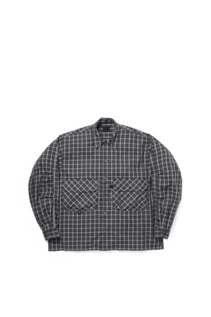 TECH SPORTS OPEN COLLAR SHIRT L/S GREN PLAID - CHARCOAL (BE-82026)