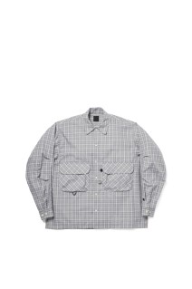 TECH SPORTS OPEN COLLAR SHIRT L/S GREN PLAID - CHARCOAL (BE-82026)