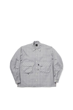 TECH SPORTS OPEN COLLAR SHIRT L/S GREN PLAID - LT.GRAY (BE-82026)