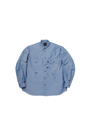 TECH MULTI POCKET CHAMBRAY SHIRT L/S - BLUE (BE-84026)