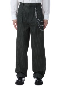 Printed One Tuck Trousers - Black(Stripe) (26-1302)