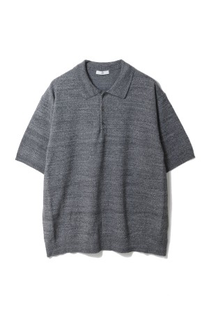 COTTON WASHI BOUCLE HALF SLEEVE POLO SWEATER - TOP GRAY(003) (KRAGLM0202)