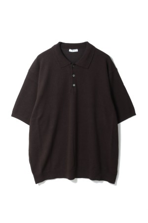 COTTON WASHI BOUCLE HALF SLEEVE POLO SWEATER - BROWN(035) (KRAGLM0202)
