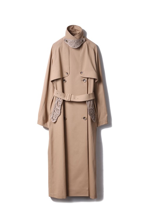 ジャケット・アウター Cording Embroidery Detailed Trench Coat Mame Kurogouchi(マメ クロゴウチ)CORDING EMBROIDERY DETAILED TRENCH