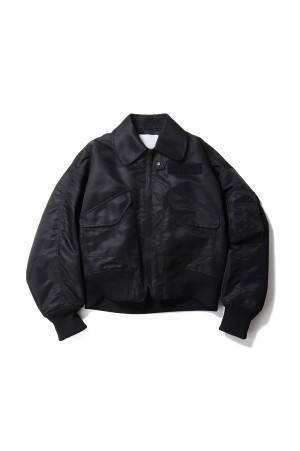 Nylon Twill 3D Embroidery Flight Jacket- BLACK (MM26SS-JK054)
