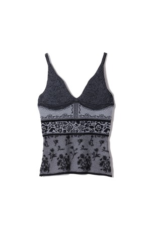 Floral Jacquard Knit Camisole Top - BLACK (MM26SS-KN083)