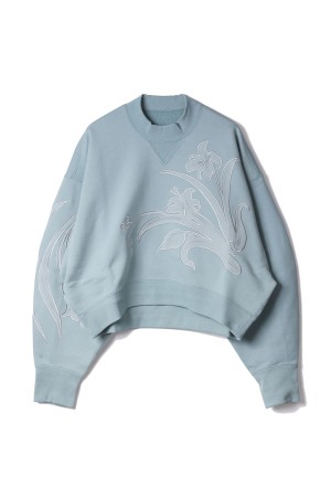 Floral Embroidery Short Sweat Top- LIGHT BLUE (MM26SS-JS085)