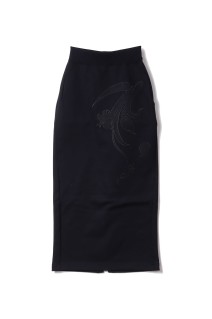 Floral Embroidery Sweat Skirt - BLACK (MM26SS-JS086)