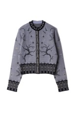 Layered Jacquard Knit Cardigan - BLACK (MM26SS-KN087)