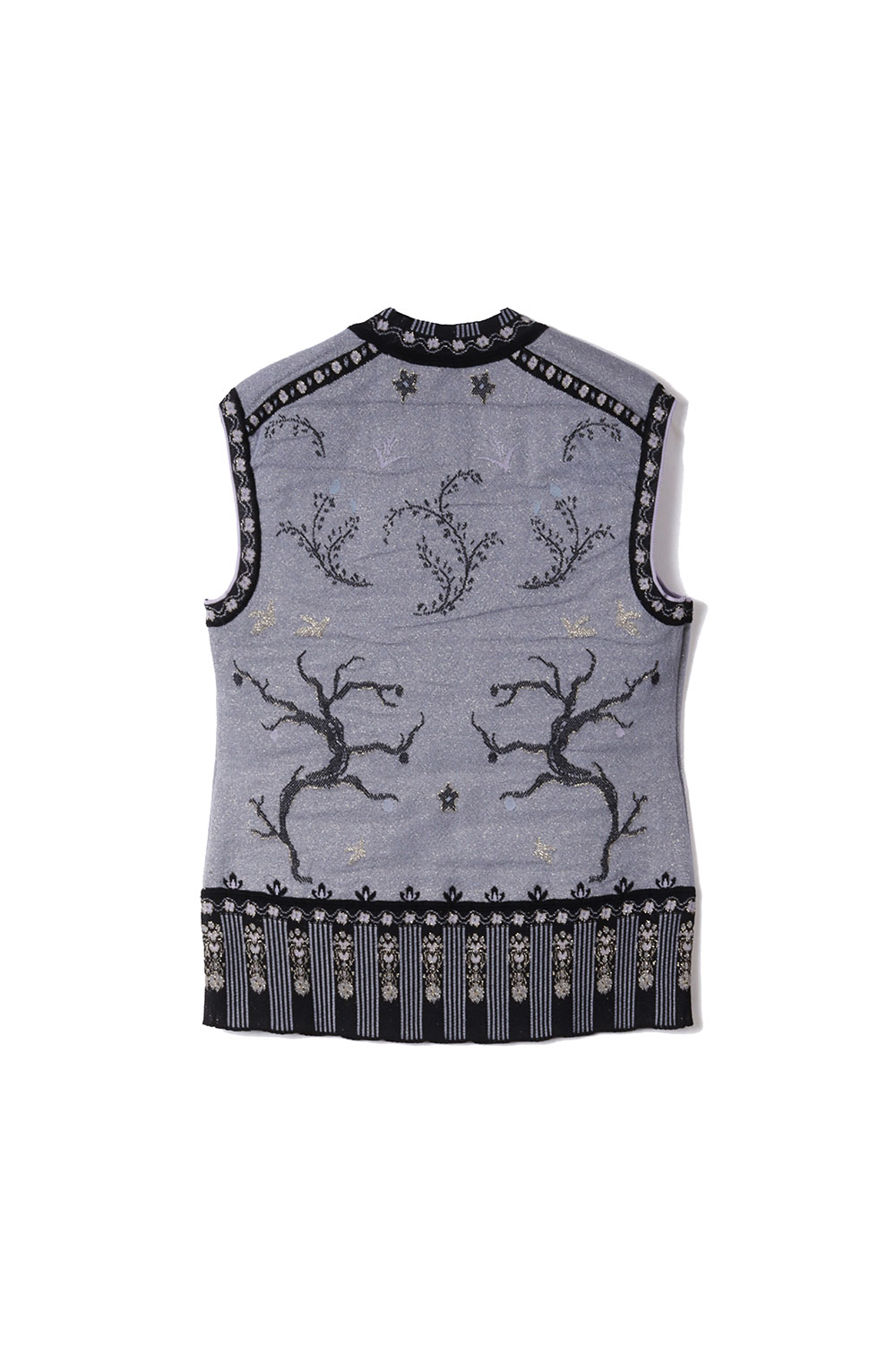 Layered Jacquard Sleeveless Knit Top - BLACK (MM26SS-KN088