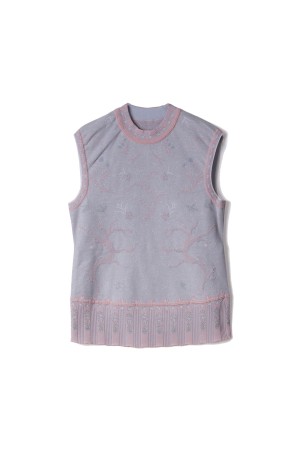 Layered Jacquard Sleeveless Knit Top - PINK (MM26SS-KN088)