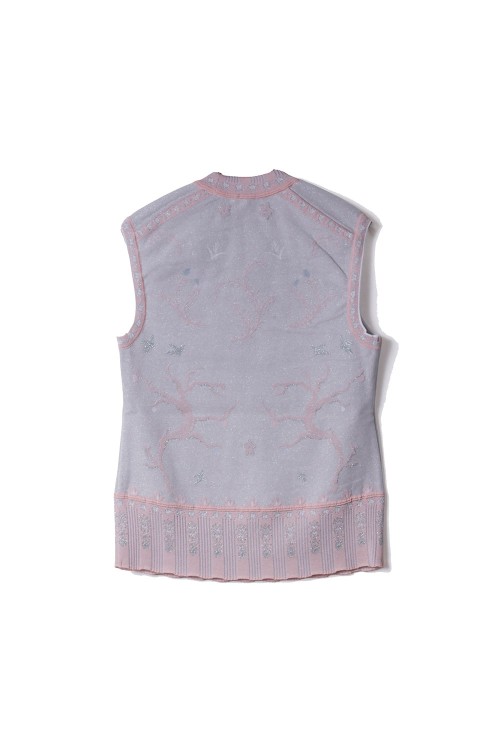 Layered Jacquard Sleeveless Knit Top - PINK (MM26SS-KN088