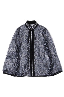 Tulle Lace Stand Collar Shirt - BLACK (MM26SS-SH112)