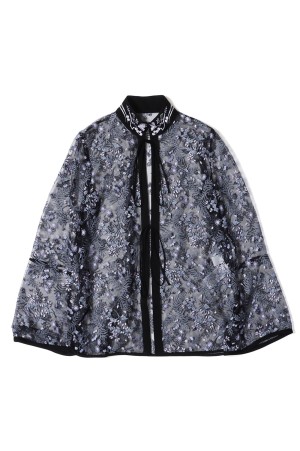 Tulle Lace Stand Collar Shirt - BLACK (MM26SS-SH112)