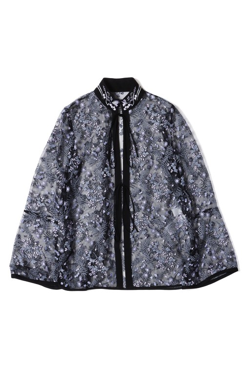 Tulle Lace Stand Collar Shirt - BLACK (MM26SS-SH112) | セレクト