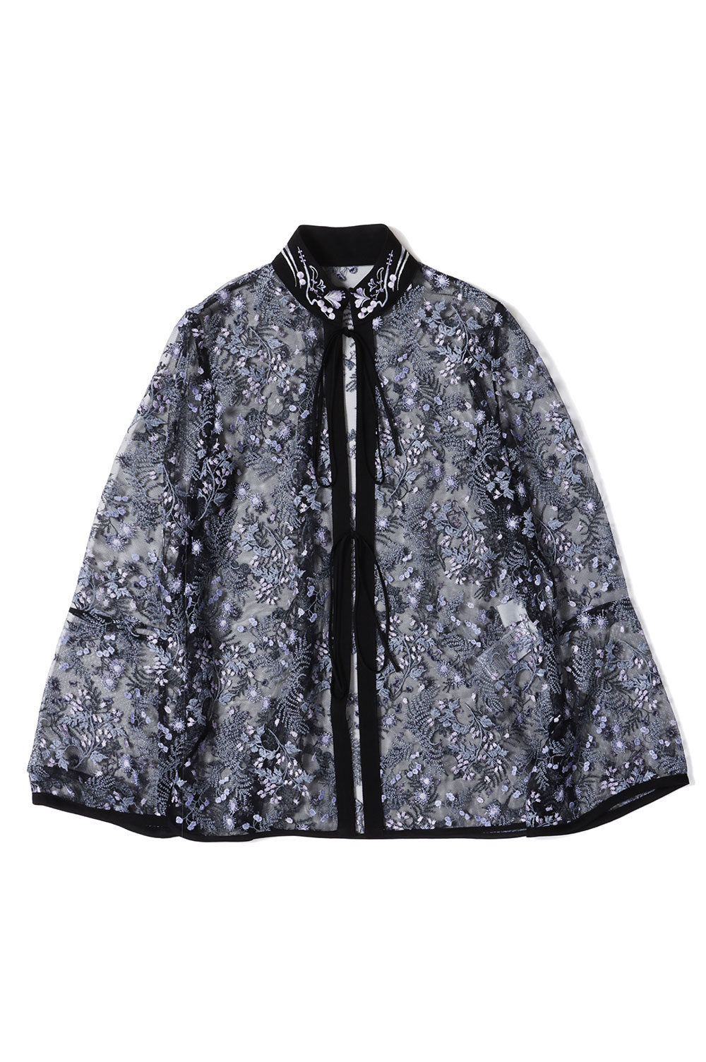 Tulle Lace Stand Collar Shirt - BLACK (MM26SS-SH112) | セレクト