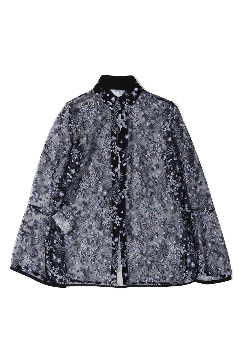 Tulle Lace Stand Collar Shirt - BLACK (MM26SS-SH112) | セレクト