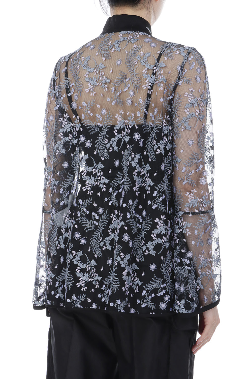 Tulle Lace Stand Collar Shirt - BLACK (MM26SS-SH112) | セレクト