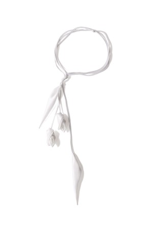 Floral Motif Silk Belt - WHITE (MM26SS-AC313)