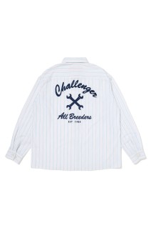 L/S STRIPE MECHANIC SHIRT / WHITE (CLG-SH 026-001)