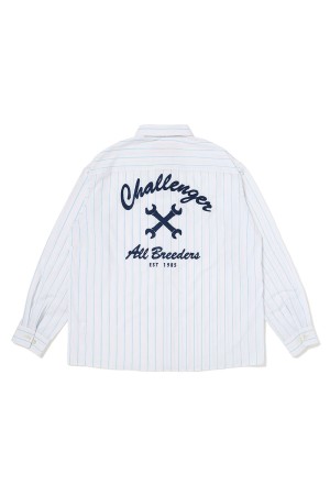 L/S STRIPE MECHANIC SHIRT / WHITE (CLG-SH 026-001)