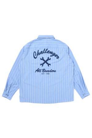 L/S STRIPE MECHANIC SHIRT / LT BLUE (CLG-SH 026-001)