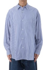 Broad Stripe L/S Oversized Regular Collar Shirt - BLUE STRIPE (GM254-50022STB)