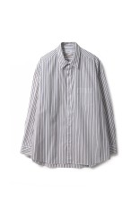 SIDOGRAS Stripe L/S Oversized Regular Collar Shirt - BROWN STRIPE (GM254-50025STB)