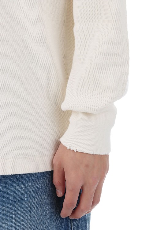THERMAL KING RASCHEL HONEYCOMB CREW NECK L/S (W/DAMAGED) - NATURAL
