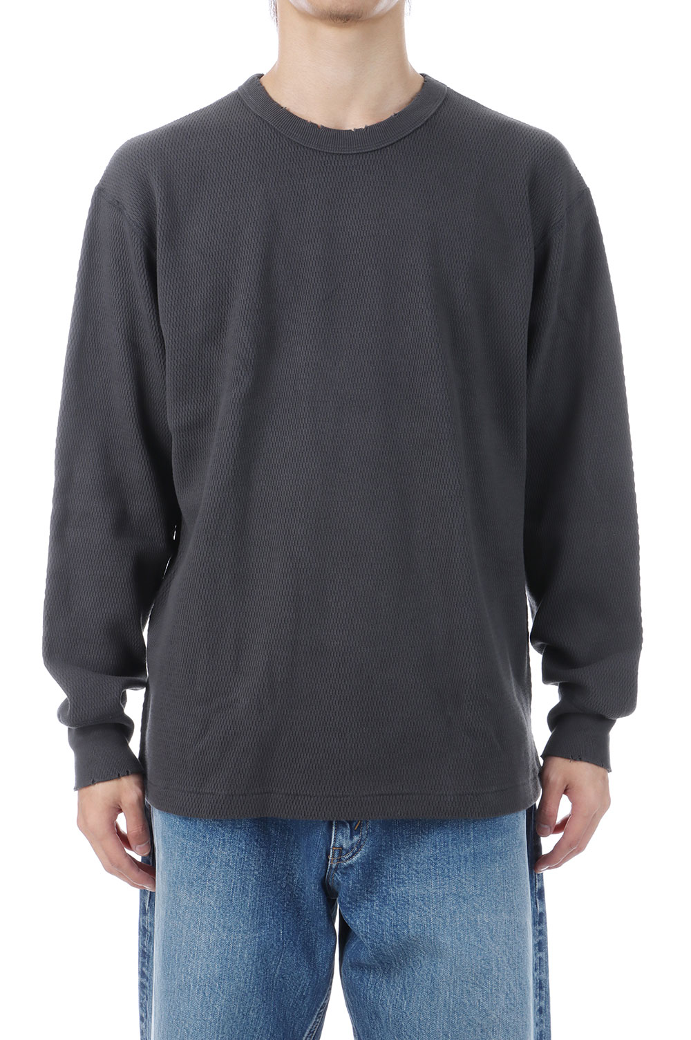 THERMAL KING RASCHEL HONEYCOMB CREW NECK L/S (W/DAMAGED) - FADE