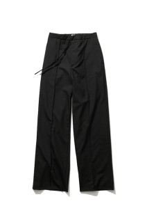 WOOL TROPICAL PIN TUCK EASY PANTS - BLACK(005) (PRAGLM0111)