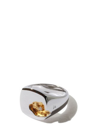 Mined Ring Large Diamond - SILVER / WHITE LARGE DIAMOND (101573)