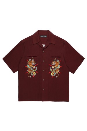 TIM LEHI / HAWAIIAN SHIRT S/S ( TYPE-1 ) / BURGUNDY (26SSE-WMS-HI01)