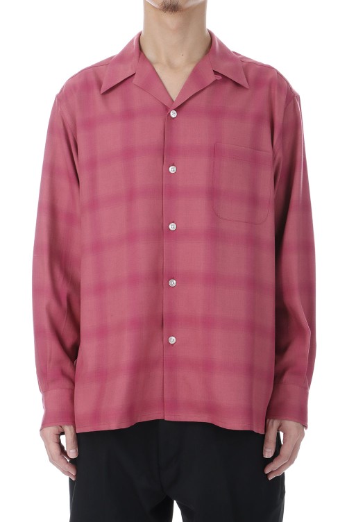 OMBRE CHECK OPEN COLLAR SHIRT L/S / PINK (26SSE-WMS-OC03 OMBRE CHECK OPEN COLLAR SHIRT L/S / PINK (26SSE-WMS-OC03