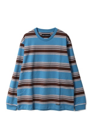 STRIPED CREW NECK LONG SLEEVE T-SHIRT ( TYPE-3 ) / BLUE (26SSE-WMT-LT03)