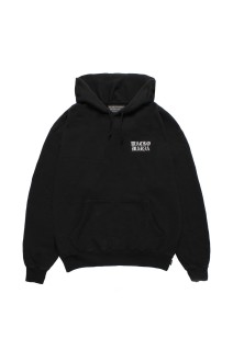 WASHED MIDDLE WEIGHT PULLOVER HOODED SWEAT SHIRT / BLACK (26SSE-WMC-SS02)