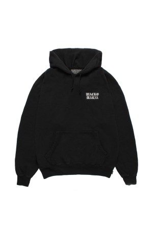 WASHED MIDDLE WEIGHT PULLOVER HOODED SWEAT SHIRT / BLACK (26SSE-WMC-SS02)