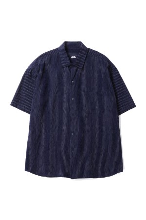 KASURI STRIPE ORIGINAL BEAT WRITER SHIRT / NAVY (PC-047-3926)