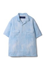 PAINTED SASHIKO WATERCOLOR KAIKIN SHIRT / LIGHT BLUE (PC-059-3821)