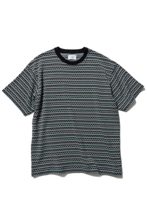 Jacquard Knit Tee - Black/Turquoise (U26S-05-0002)