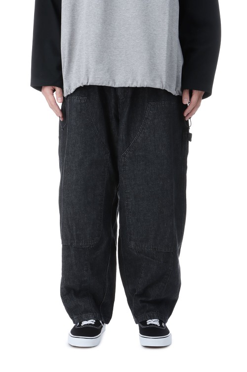 Double-Knee Balloon Painter Pants - BLACK