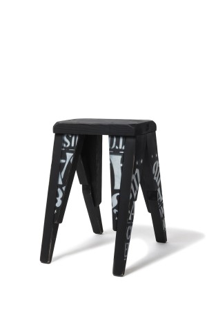 角スツール（小全塗）- BK/WHT