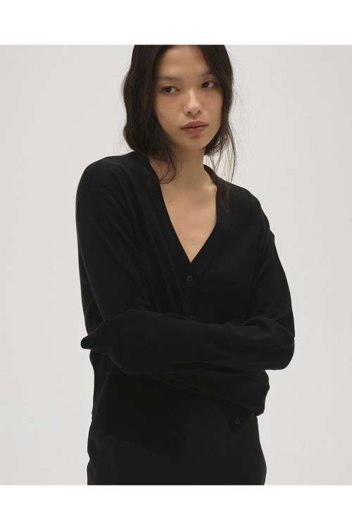 Silk Cotton Cardigan -BLACK (12610521) | セレクトショップ