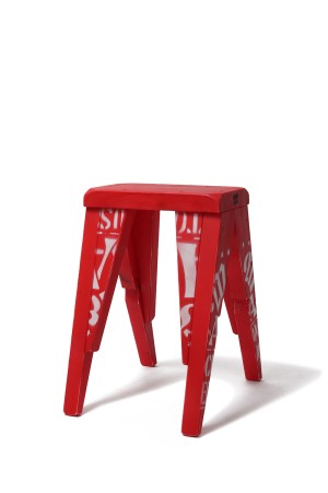 角スツール（小全塗）- RED/WHT