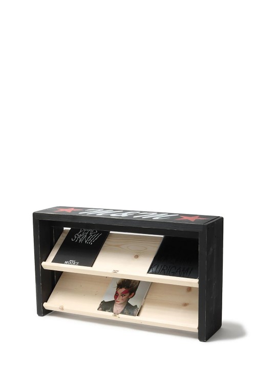 最終値下げ！新作☆スツールベンチ兼飾り棚☆　インクブラック×ジャコビアン 棚ベンチ2段（900斜め）- BLK/RED/WHT | セレクトショップ