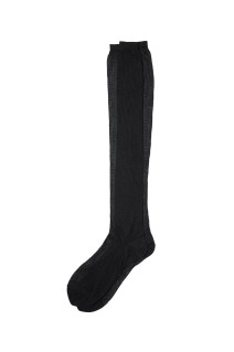 Sheer Rib High Socks - Black