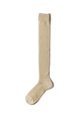 Sheer Rame Rib High Socks - Beige