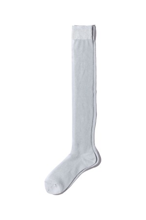 Sheer Rame Rib High Socks - Ice Grey