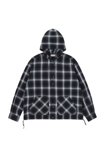 Ombre Plaid Hooded Shirt - Black Plaid (SD26S-SH03)
